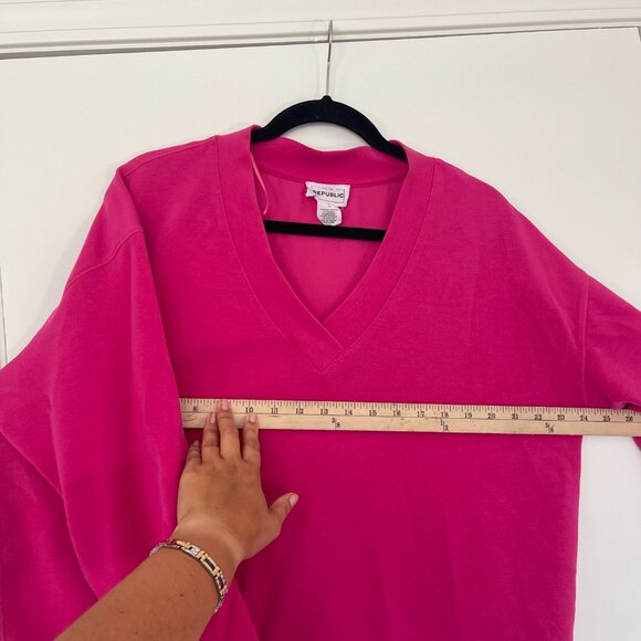 For The Republic Magenta V-Neck Long Sleeve Pullover Sweater Women's Size Large - Picture 5 of 6